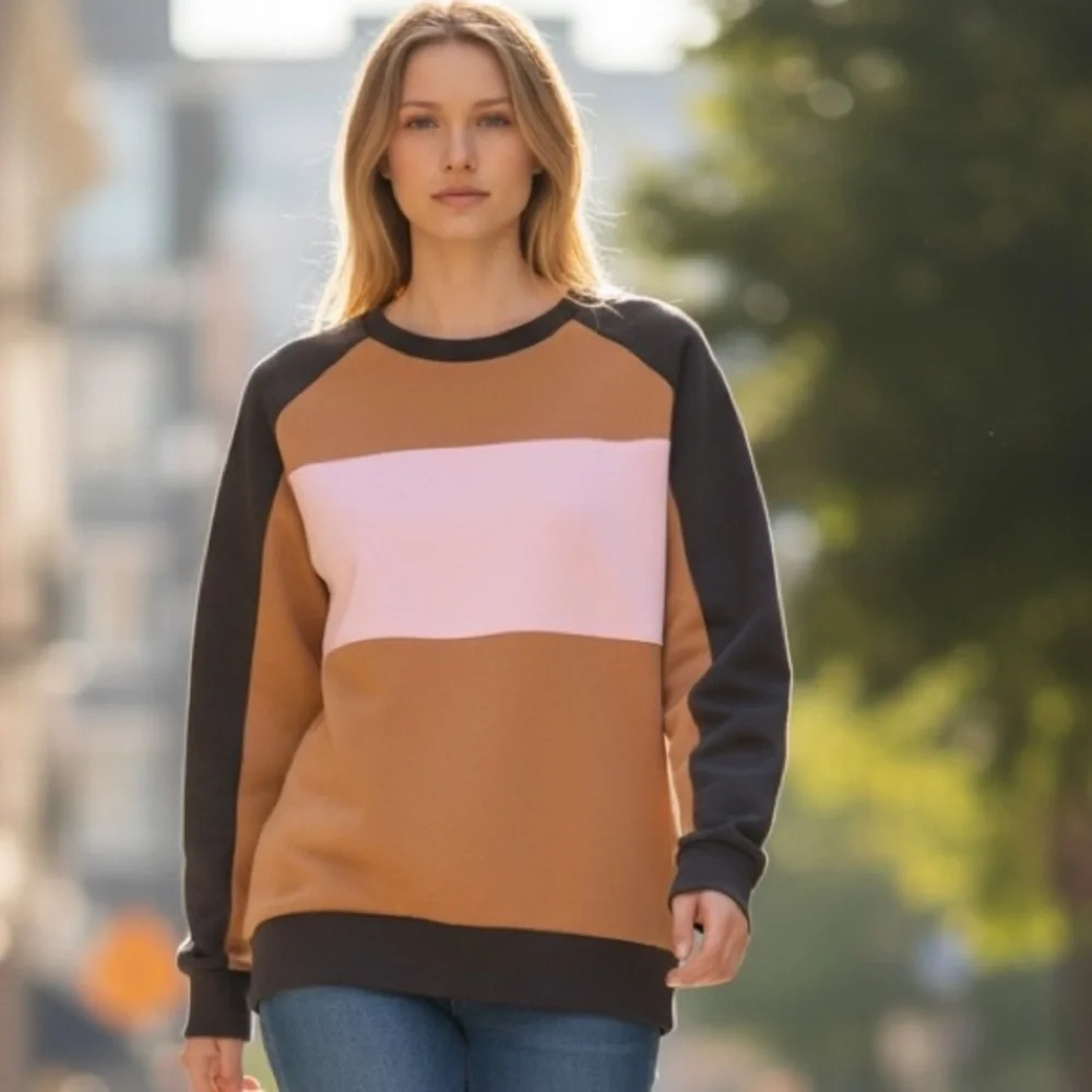 Murano Multicolor Colorblock Soft Liquid Luxury Crewneck Sweatshirt Size Large - Picture 1 of 10